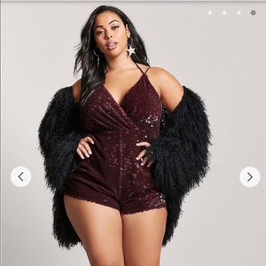 Plus size sequin velvet romper